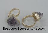 NGR135 15*20mm - 18*25mm freeform plated druzy amethyst rings