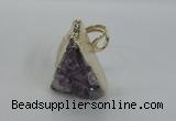 NGR137 25*30mm triangle plated druzy amethyst rings wholesale