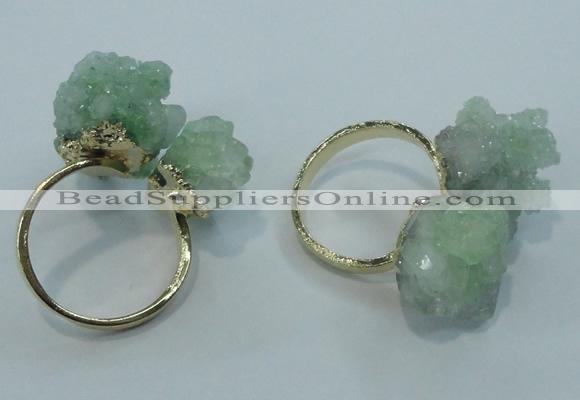 NGR14 15*20mm - 20*25mm nuggets plated druzy quartz rings