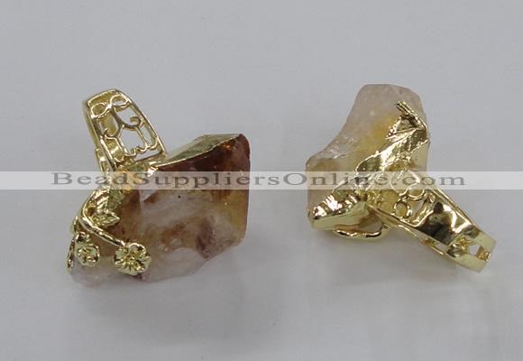 NGR144 18*25mm - 22*30mm faceted nuggets citrine gemstone rings