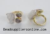 NGR148 8*10mm - 15*20mm nuggets druzy quartz rings wholesale