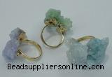 NGR15 15*20mm - 20*25mm nuggets plated druzy quartz rings