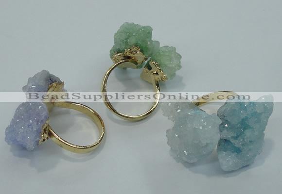 NGR15 15*20mm - 20*25mm nuggets plated druzy quartz rings