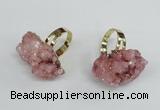 NGR16 18*25mm - 25*30mm nuggets plated druzy quartz rings