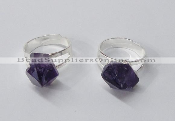 NGR168 10*14mm - 12*16mm faceted nuggets amethyst gemstone rings