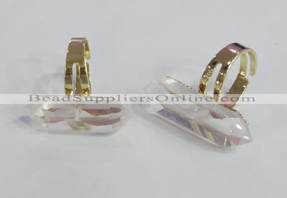 NGR170 10*25mm - 12*35mm faceted nuggets white crystal rings