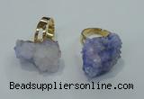 NGR18 18*25mm - 25*30mm nuggets plated druzy quartz rings