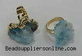 NGR19 18*25mm - 25*30mm nuggets plated druzy quartz rings