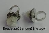 NGR2003 25mm flower druzy quartz rings wholesale