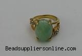 NGR2008 10*15mm faceted oval green aventurine gemstone rings