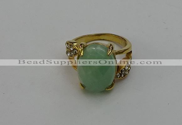 NGR2008 10*15mm faceted oval green aventurine gemstone rings