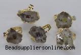 NGR204 18*25mm – 25*35mm freeform druzy quartz gemstone rings