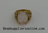 NGR2041 10*15mm faceted oval rose quartz gemstone rings