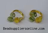 NGR212 5*8mm - 6*10mm freeform druzy agate & peridot rings wholesale