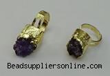 NGR2121 12*16mm - 15*18mm freeform druzy amethyst gemstone rings