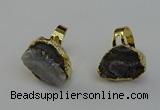 NGR2127 20*25mm - 25*35mm freeform plated druzy agate rings