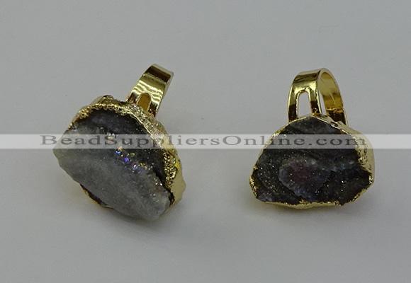 NGR2127 20*25mm - 25*35mm freeform plated druzy agate rings