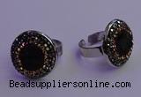 NGR2139 20mm - 22mm coin plated druzy agate gemstone rings