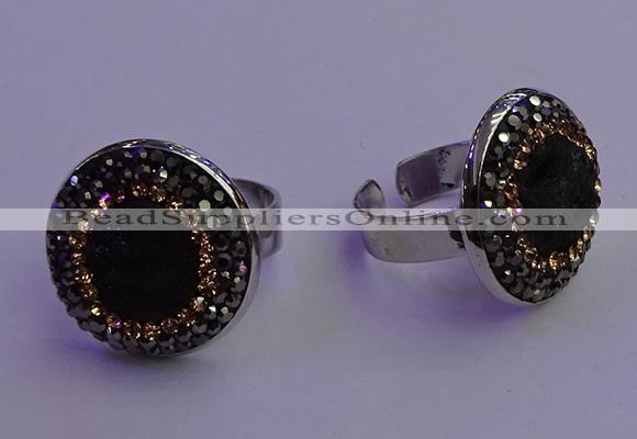 NGR2139 20mm - 22mm coin plated druzy agate gemstone rings