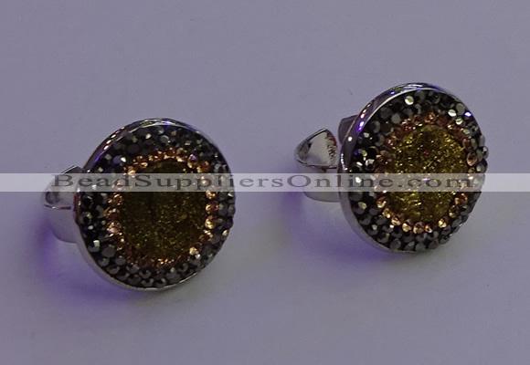 NGR2140 20mm - 22mm coin plated druzy agate gemstone rings