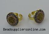 NGR2148 20mm - 22mm coin plated druzy agate rings wholesale