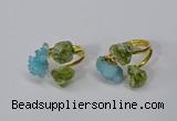 NGR215 5*8mm - 6*10mm freeform druzy agate & peridot rings wholesale