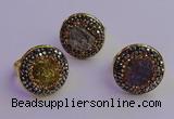 NGR2150 20mm - 22mm coin plated druzy agate gemstone rings