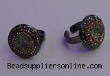 NGR2153 20mm - 22mm coin plated druzy agate gemstone rings