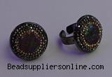 NGR2158 20mm - 22mm coin plated druzy agate gemstone rings