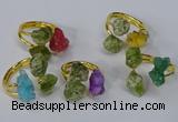 NGR217 5*8mm - 6*10mm freeform druzy agate & peridot rings wholesale