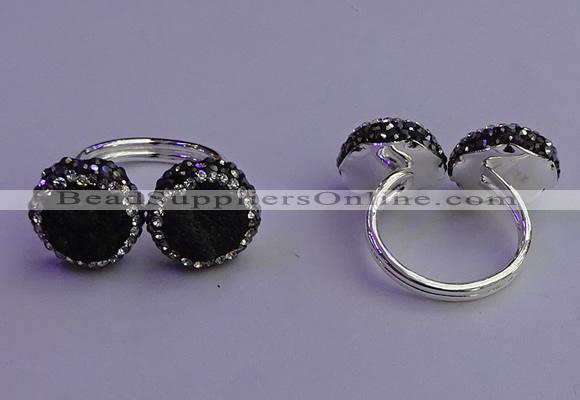 NGR2174 12mm - 14mm coin plated druzy agate rings wholesale