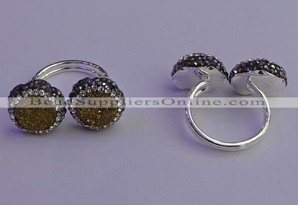 NGR2175 12mm - 14mm coin plated druzy agate rings wholesale