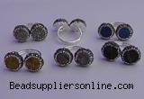 NGR2179 12mm - 14mm coin plated druzy agate rings wholesale