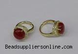 NGR224 12mm flat round agate gemstone rings wholesale