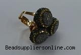 NGR294 14mm - 16mm coin plated druzy agate gemstone rings