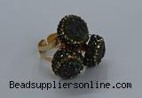 NGR296 14mm - 16mm coin plated druzy agate gemstone rings