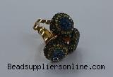 NGR297 14mm - 16mm coin plated druzy agate gemstone rings