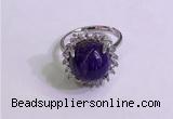 NGR3008 925 sterling silver with 12mm flat  round charoite rings