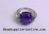 NGR3011 925 sterling silver with 14mm flat  round charoite rings