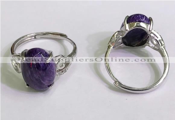 NGR3029 925 sterling silver with 10*14mm oval charoite rings