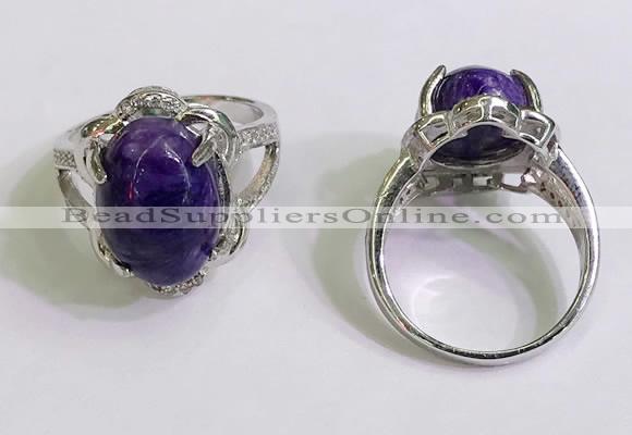 NGR3030 925 sterling silver with 10*14mm oval charoite rings