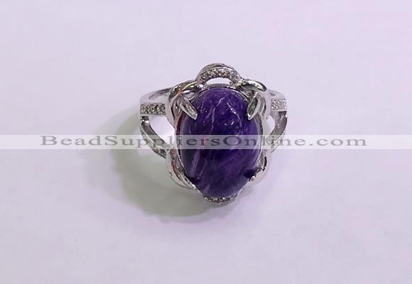 NGR3034 925 sterling silver with 10*14mm oval charoite rings