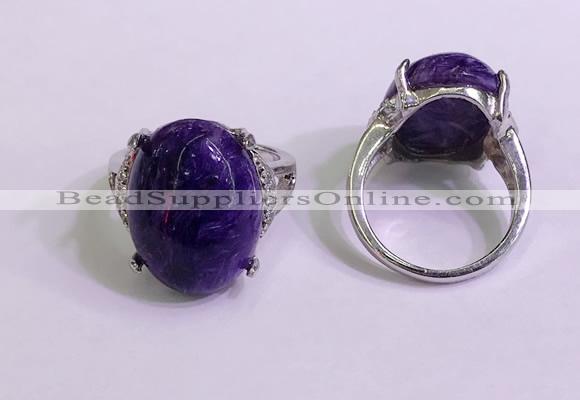 NGR3048 925 sterling silver with 15*20mm oval charoite rings