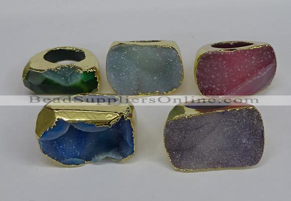 NGR309 25*40mm - 30*35mm freeform druzy agate gemstone rings