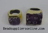 NGR311 25*40mm - 30*35mm freeform druzy amethyst gemstone rings