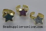 NGR319 15*15mm - 16*16mm star druzy agate gemstone rings