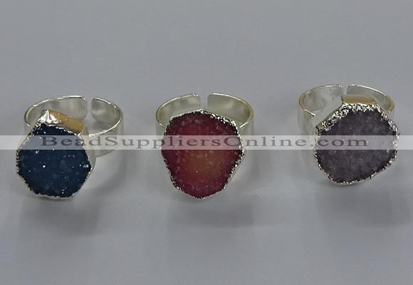 NGR327 16*18mm - 18*20mm freeform druzy agate gemstone rings