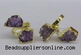 NGR371 13*18mm - 15*20mm freeform druzy amethyst gemstone rings