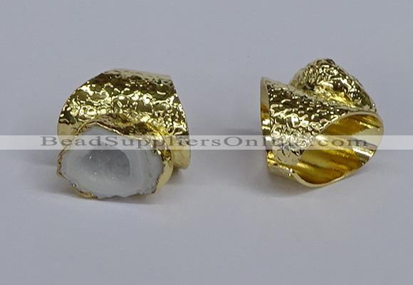 NGR372 15*20mm - 20*25mm freeform druzy agate rings wholesale