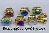 NGR380 15*20mm - 20*25mm freeform druzy agate rings wholesale